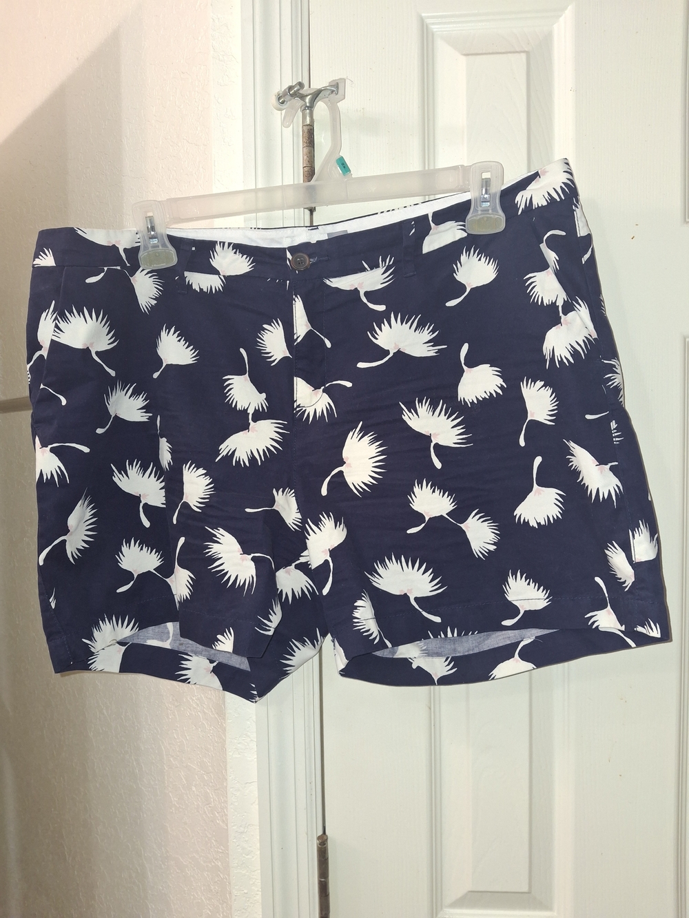 Old Navy Navy Blue Shorts with White Crane Print